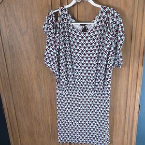 Lascans Chevron Patterned Dress, Size 12, Off Shoulder Sleeves
